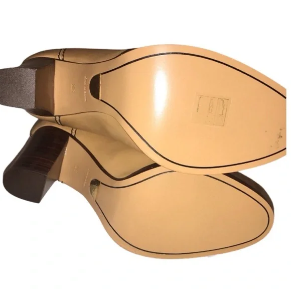 CHLOE new Riding Heeled Boot Tan Brown Knee-High Calf Stitched Leather Boots - Picture 9 of 17